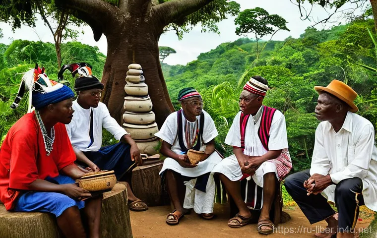 라이베리아 전통 부족 문화 - **Vibrant Liberian Harvest Festival:**
    A bustling and joyful scene of a multi-generational commu...