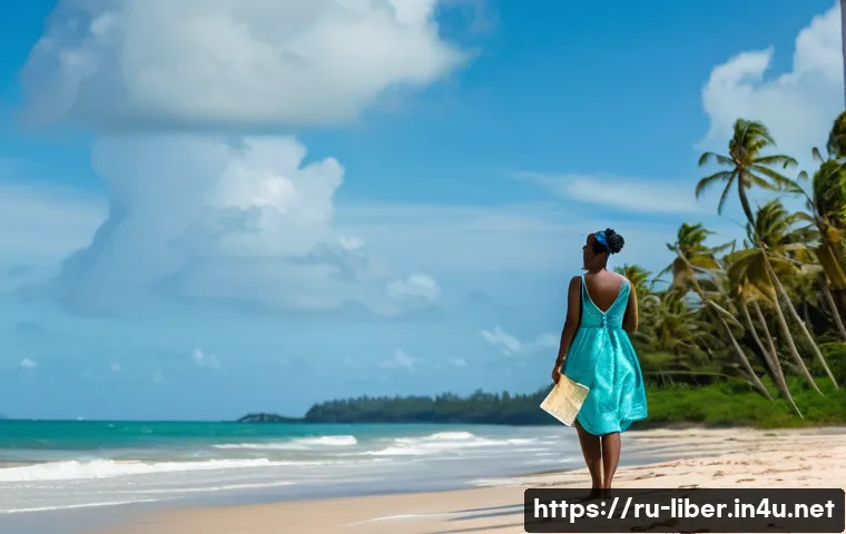 라이베리아에서 여행자 보험 가입 필수 여부 - **Liberian Coastal Serenity with a Prepared Traveler**
A young female traveler, with dark hair t...